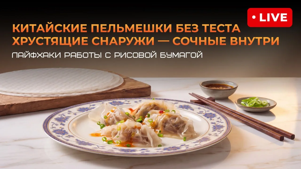 Запись эфира «Китайские пельмешки без теста: секрет хрустящей корочки и сочной начинки....