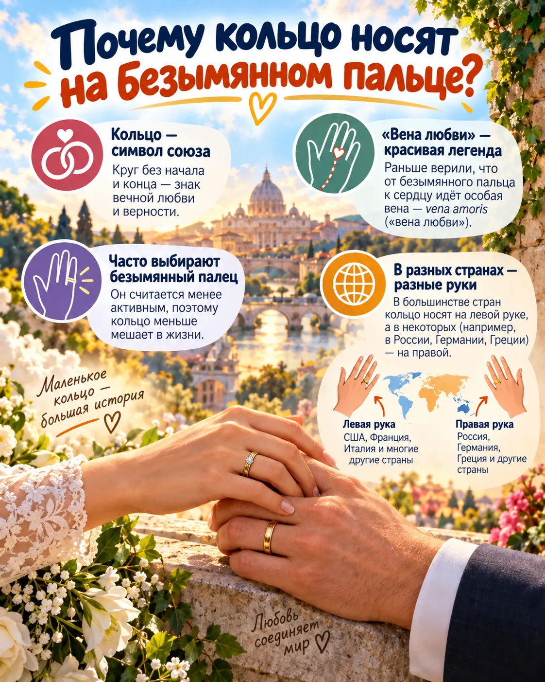 Почему кольцо носят на безымянном пальце?