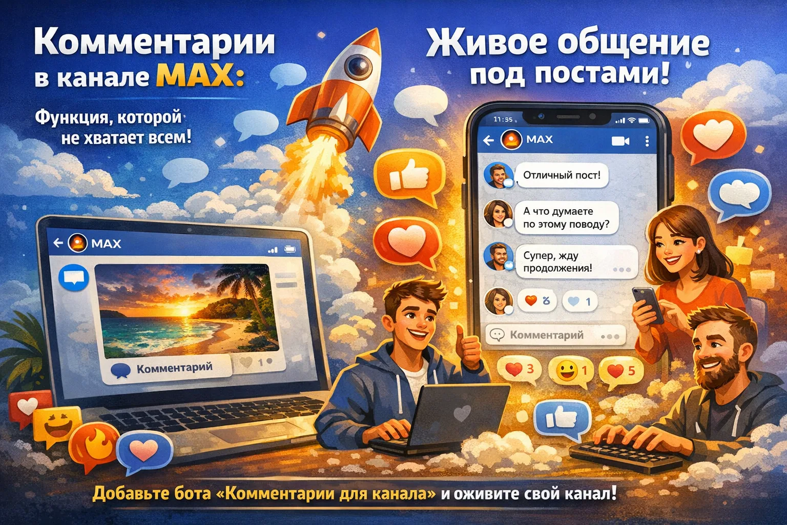 Комментарии в канале MAX: функция, которой не хватает всем 🚀

Вы публикуете посты, вкладываете силы