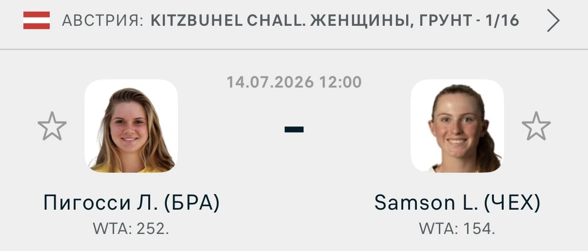 🇦🇹Теннис. Кицбюэль WTA

Пигосси - Самсон

Ф2 (-3.5)

Коэффициент: 1.50

Ставим на завтрашний матч.