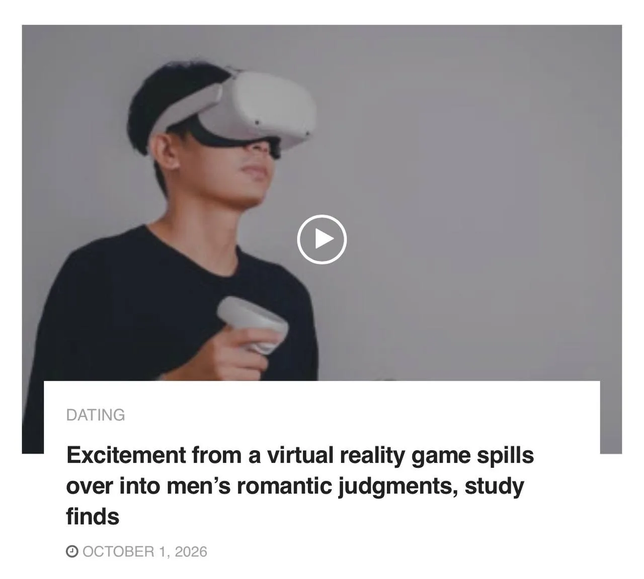 VR-игры могут заставить мужчин легче ВЛЮБЛЯТЬСЯ — учёные обнаружили неожиданный эффект.