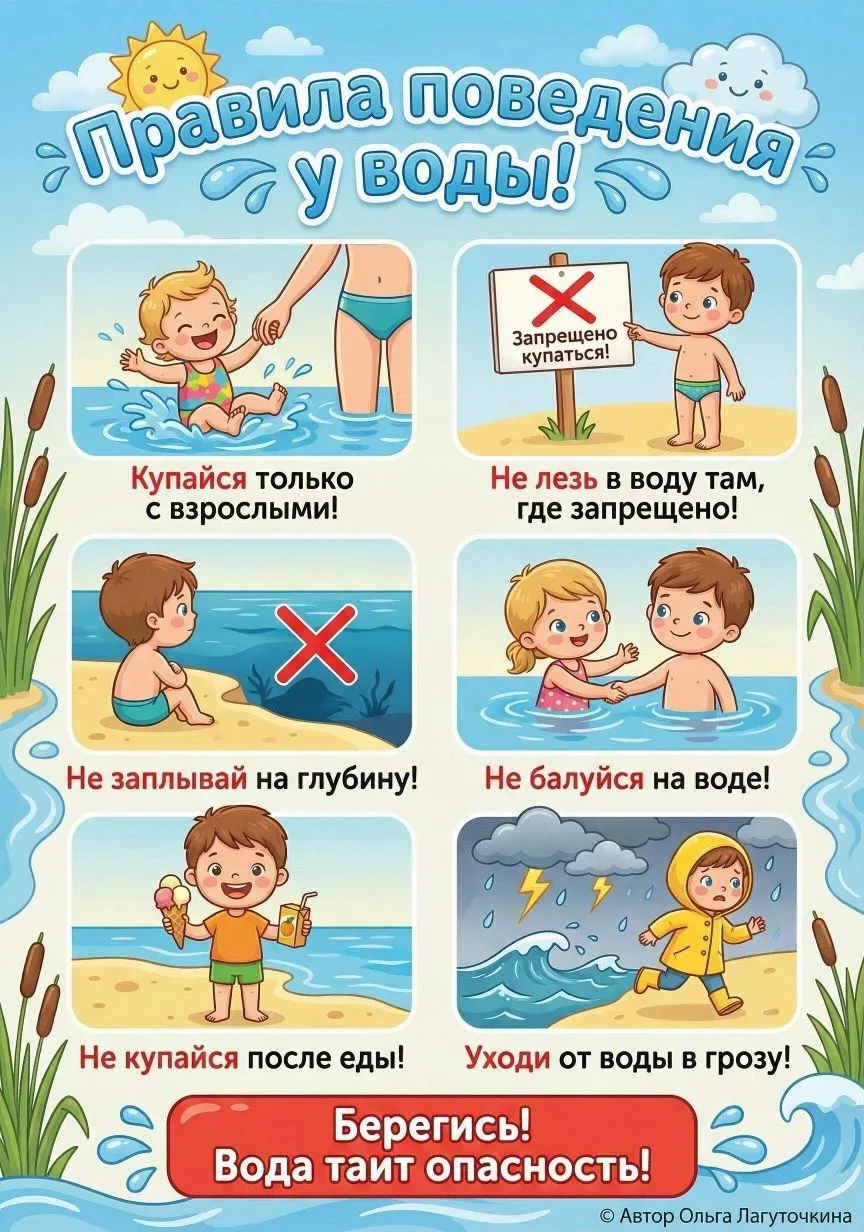 Предлагаем вкм ознакомиться с правилами поведения у воды....