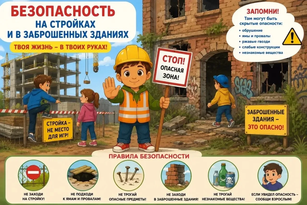 ❗️Дорогие родители и взрослые! 

💁‍♀️Мы привыкли думать, что стройки и заброшенные здания — это про
