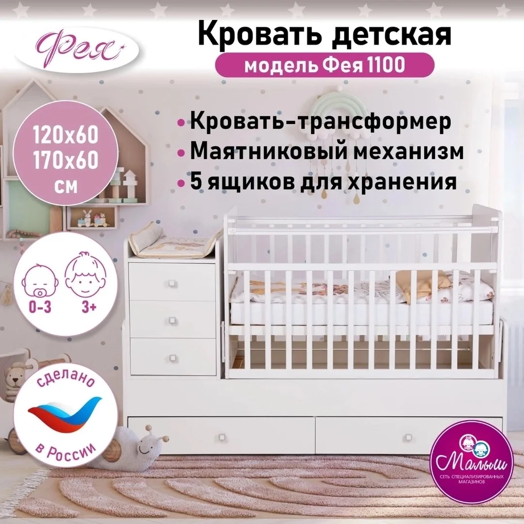 ✨Детская кроватка-трансформер "Фея"- идеальный выбор для родителей, которые ценят функц...
