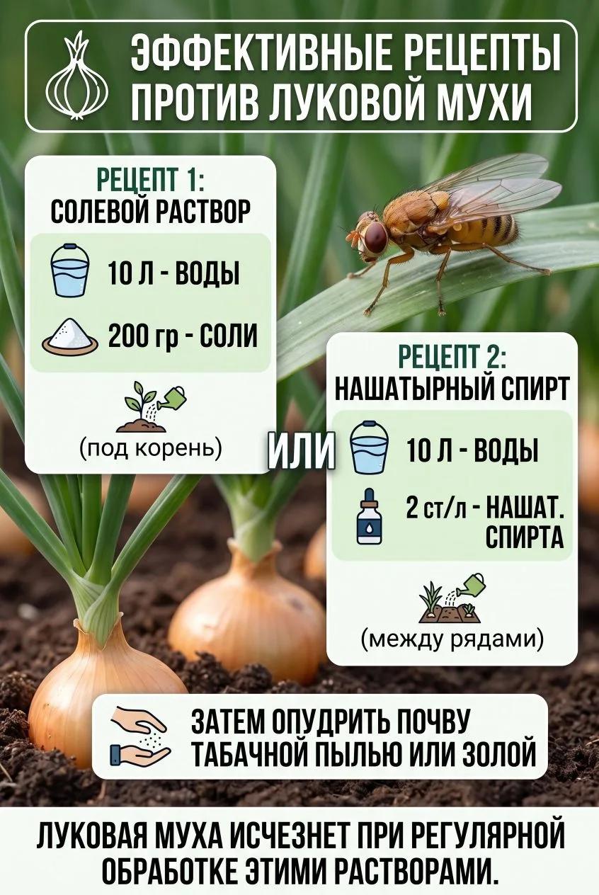 🌿 Эффективные рецепты против луковой мухи