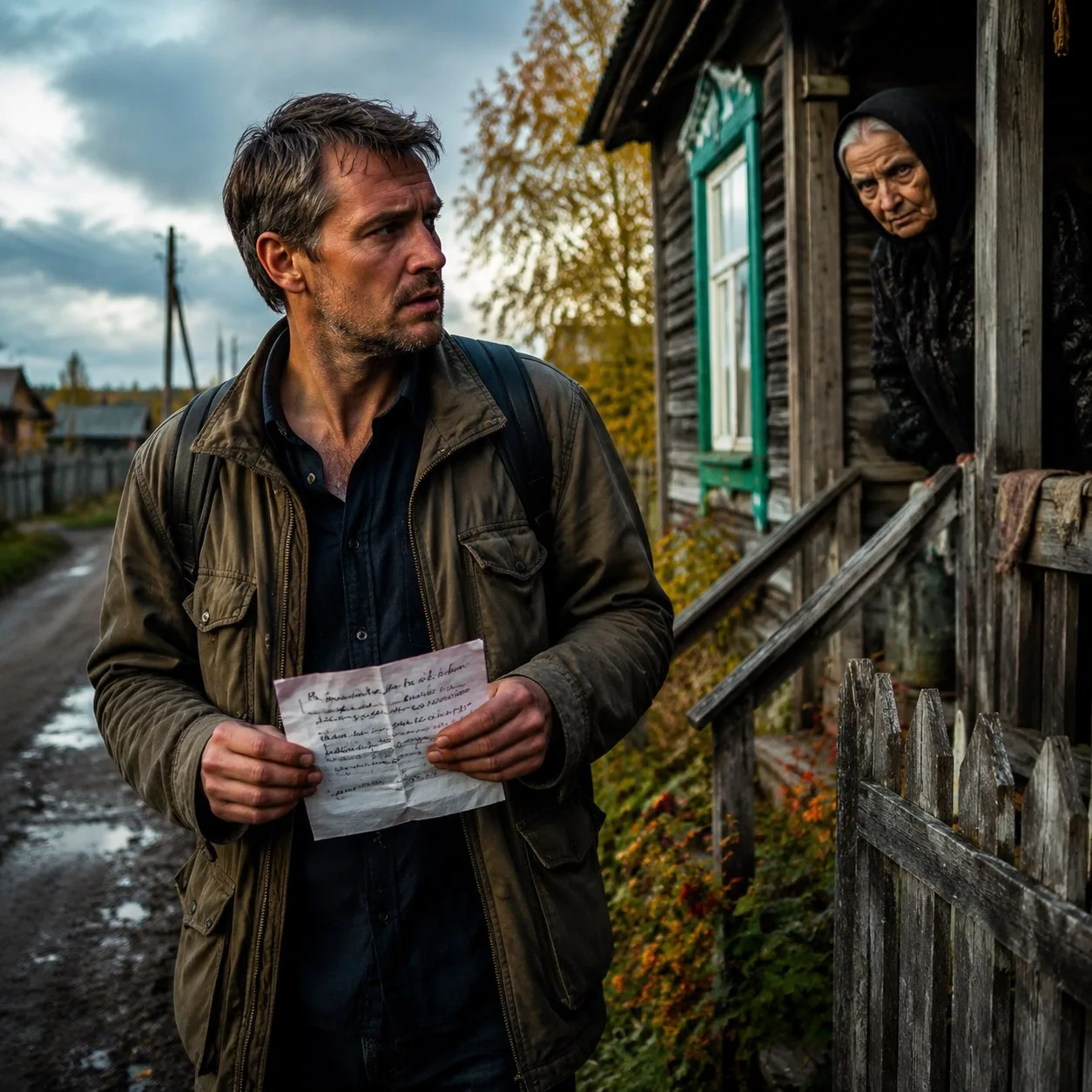 - Да, где же эта чёртова бабка? – выругался Степан.

Он достал из кармана свёрнутый лист бумаги.
- Л