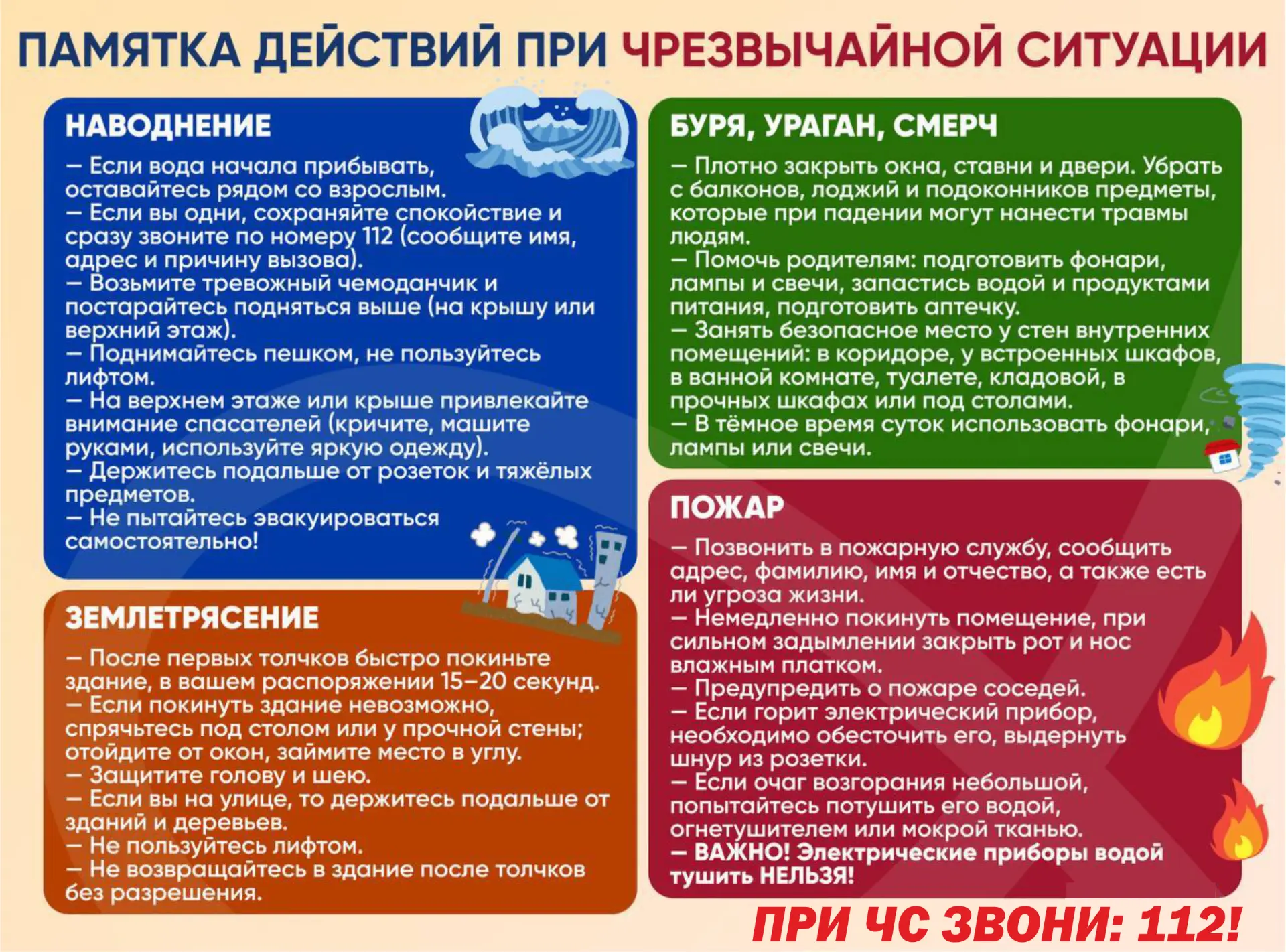 ‼Как действовать при чрезвычайной ситуации.
