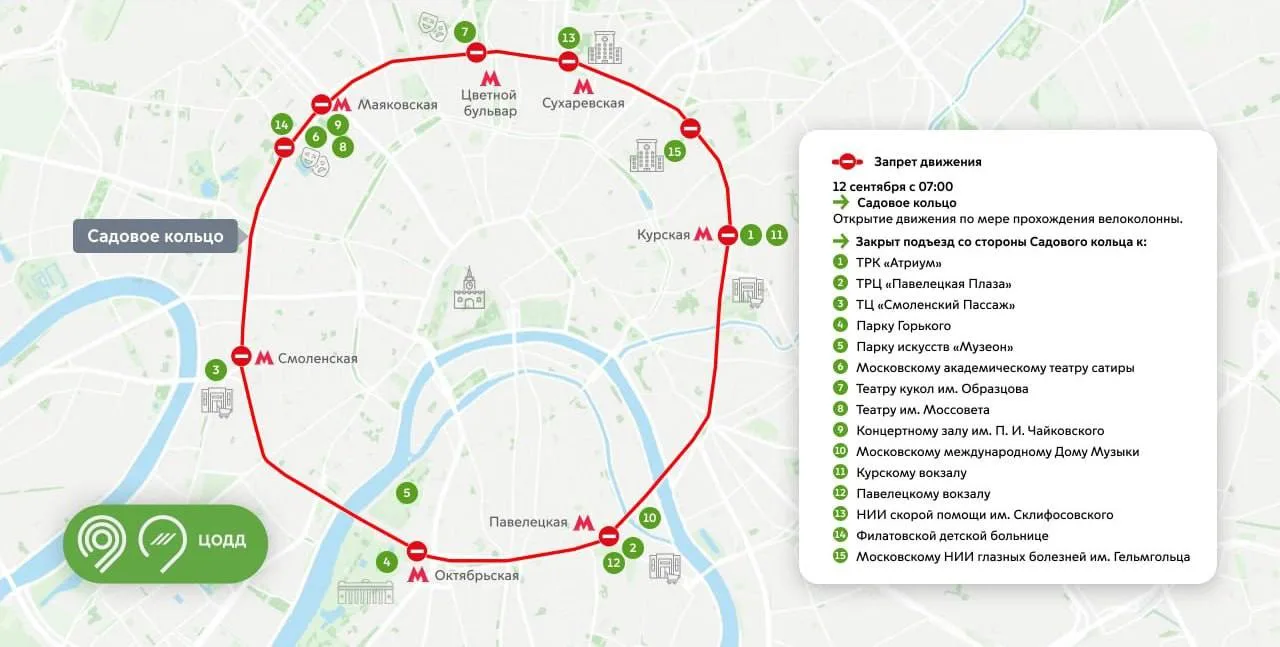 ❌  Напоминаем, сегодня Садовое кольцо в обоих направлениях закрыто. Там проходит осенни...