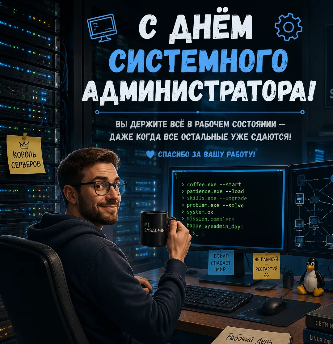 Доброе утро, любимый город! ❤

31 июля, последний день месяца. 

Сегодня День системного администрат