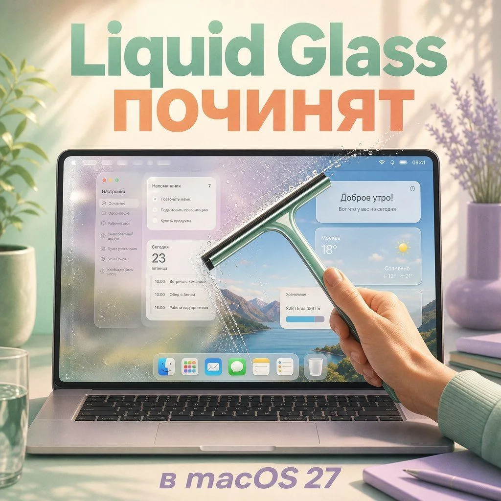 Apple допилит дизайн macOS  В прошлом году Apple перевела macOS на новый визуальный стиль Liquid Gla