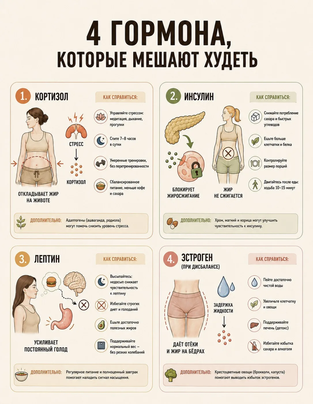 📝Шпаргалка – Гормоны, мешающие худеть