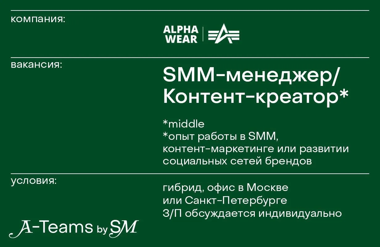 SMM-менеджер / Контент-креатор в AlphaWear