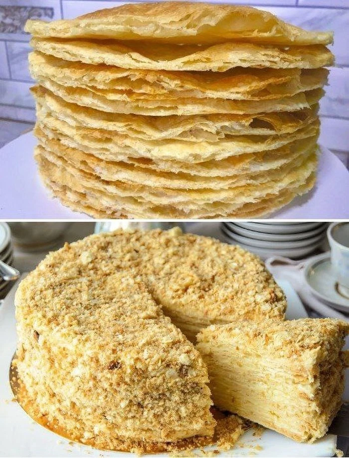 Хрустящие и невесомые коржи для торта «Наполеон» 😍