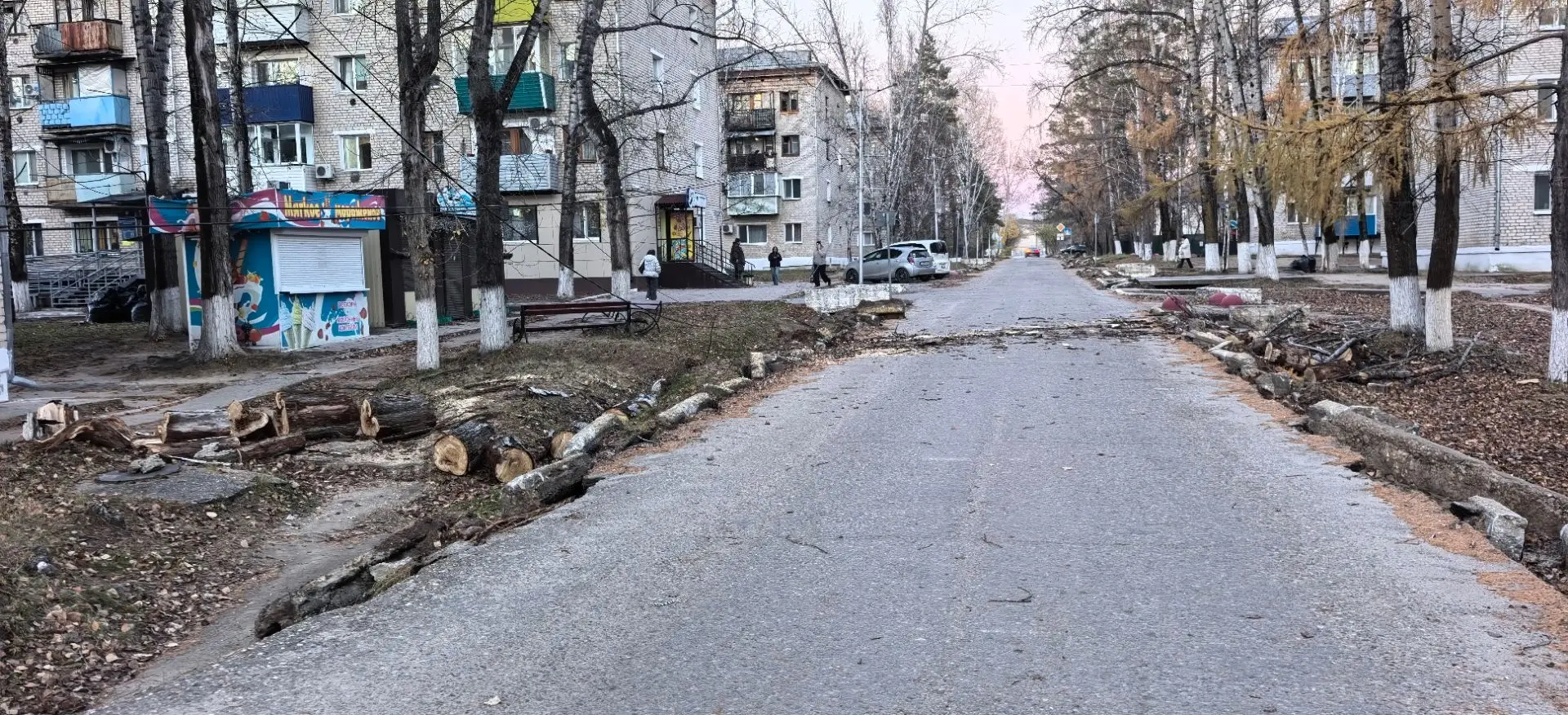 Между домами 21 и 210.