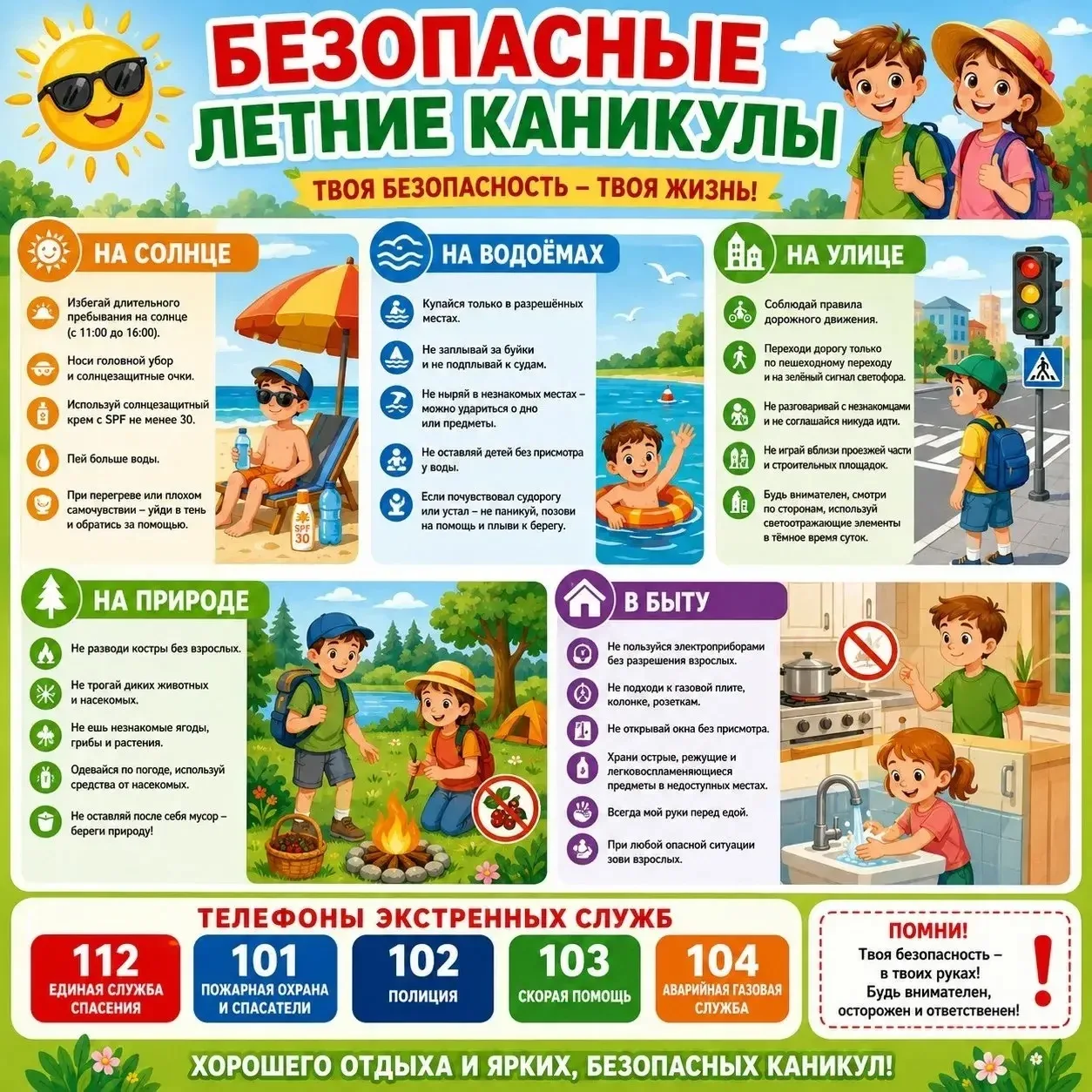 ❗ПАМЯТКА ДЛЯ УЧАЩИХСЯ И РОДИТЕЛЕЙ о мерах безопасности во время летних каникул «Безопас...