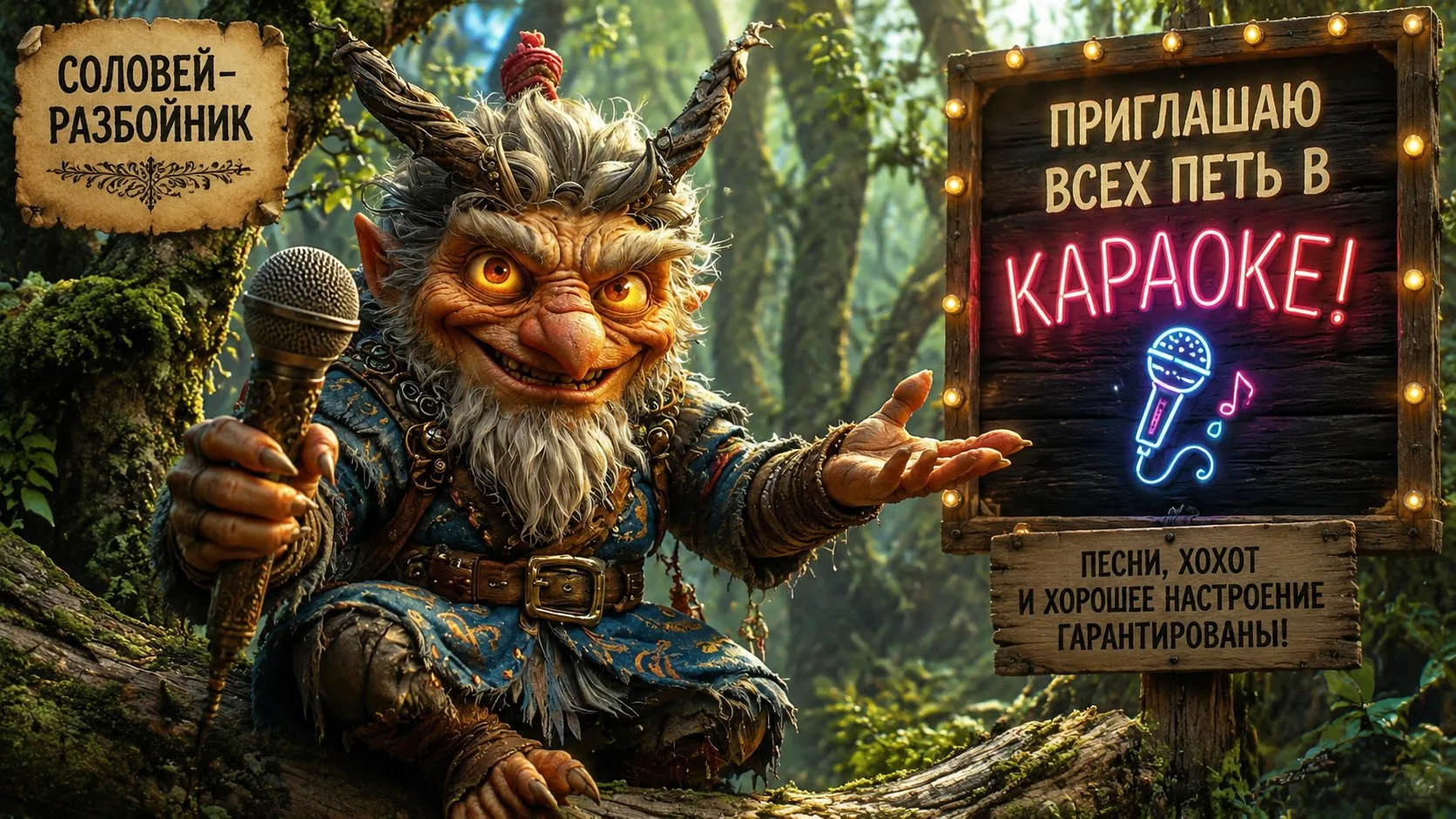 🎶Остров Буян наполнился песнями! Соловей-разбойник устроил караоке - шоу!

🎤Сегодня коварный, но, 
