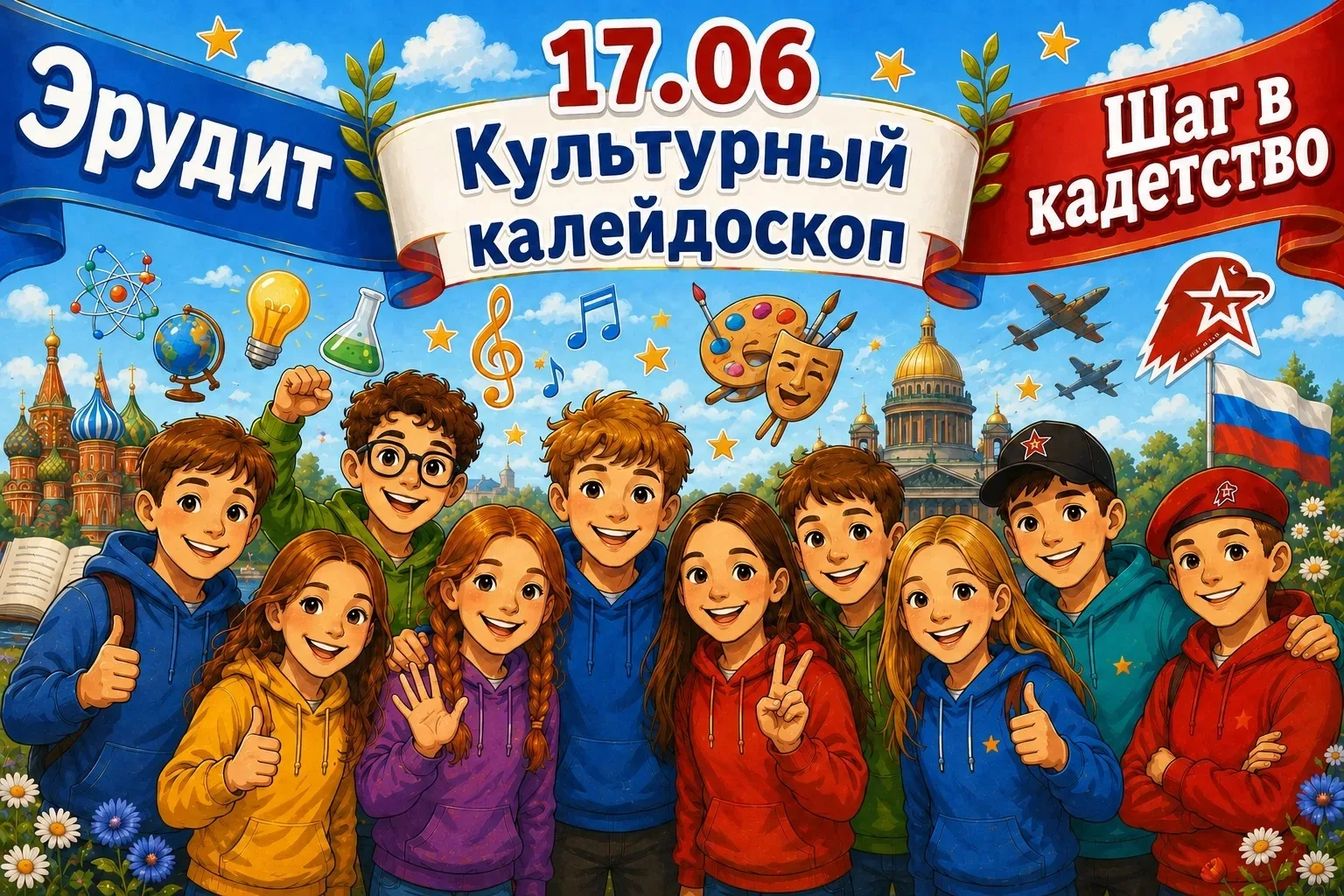 17 июня в лагерях «Шаг в кадетство» и «Эрудит» прошёл в творческой атмосфере. Одни ребя...