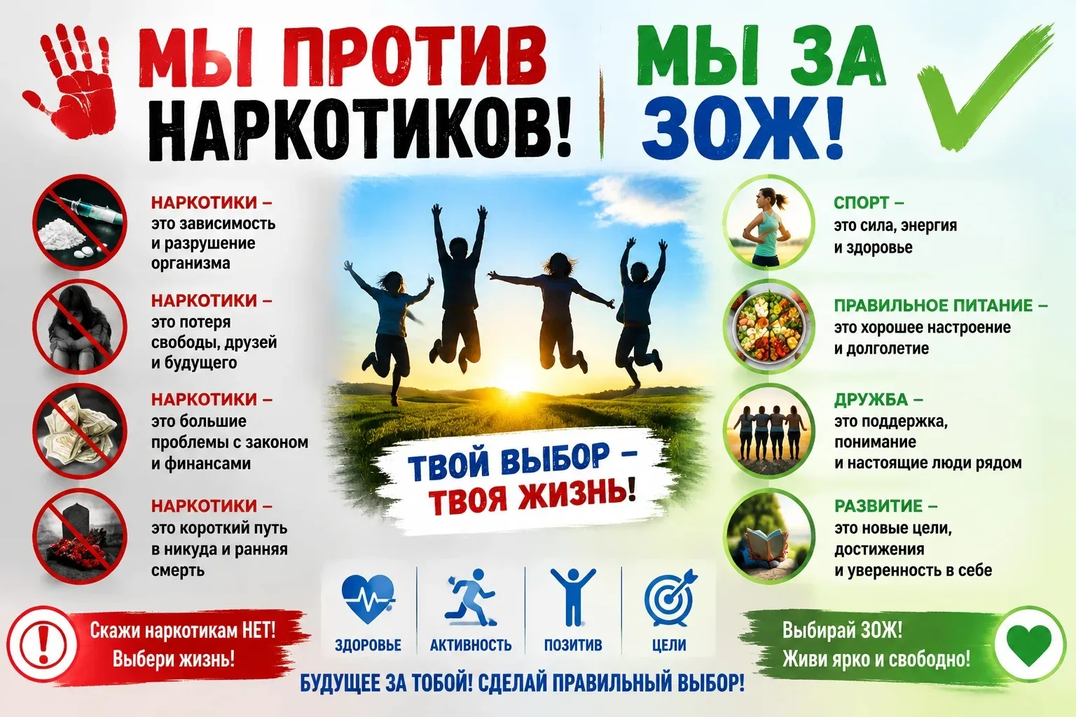 🚫 Мы выбираем жизнь! 🚫

В нашей школе железное правило: НЕТ - наркотикам и ДА - здоровому образу ж