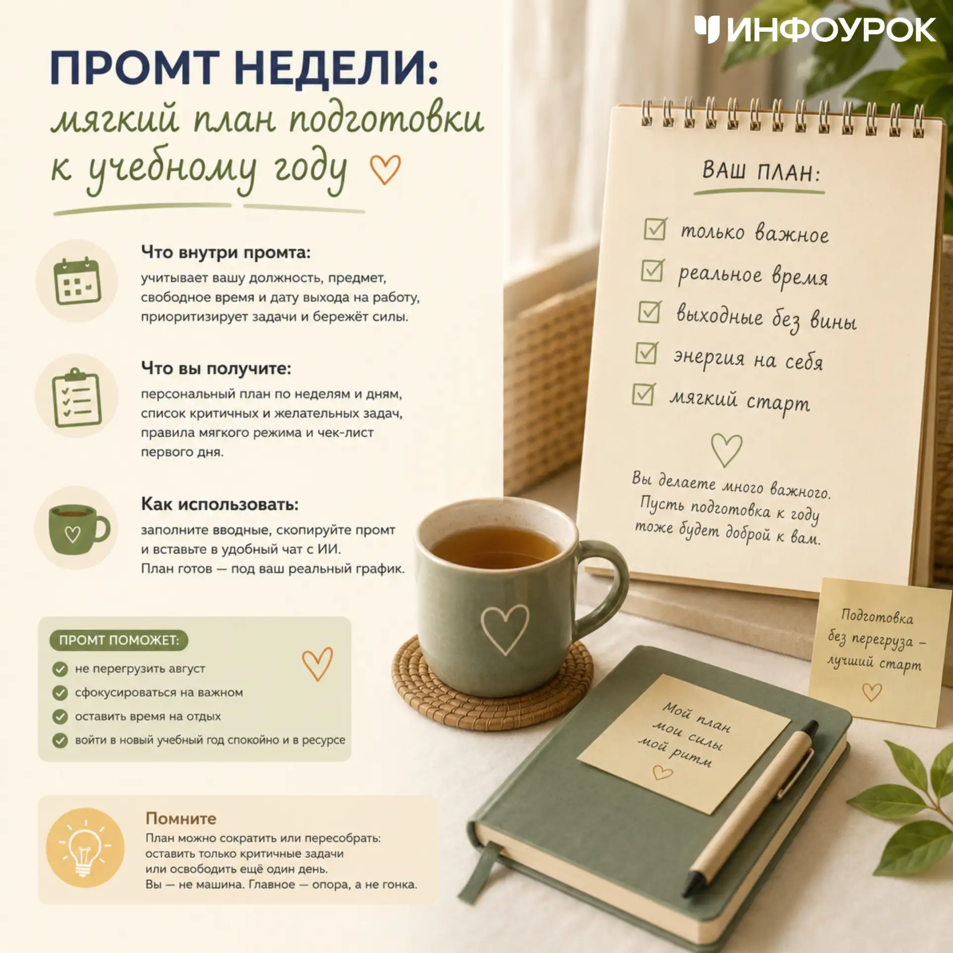 🤖Этот промт поможет составить персональный план без перегруза: с приоритетами, выходными днями и за