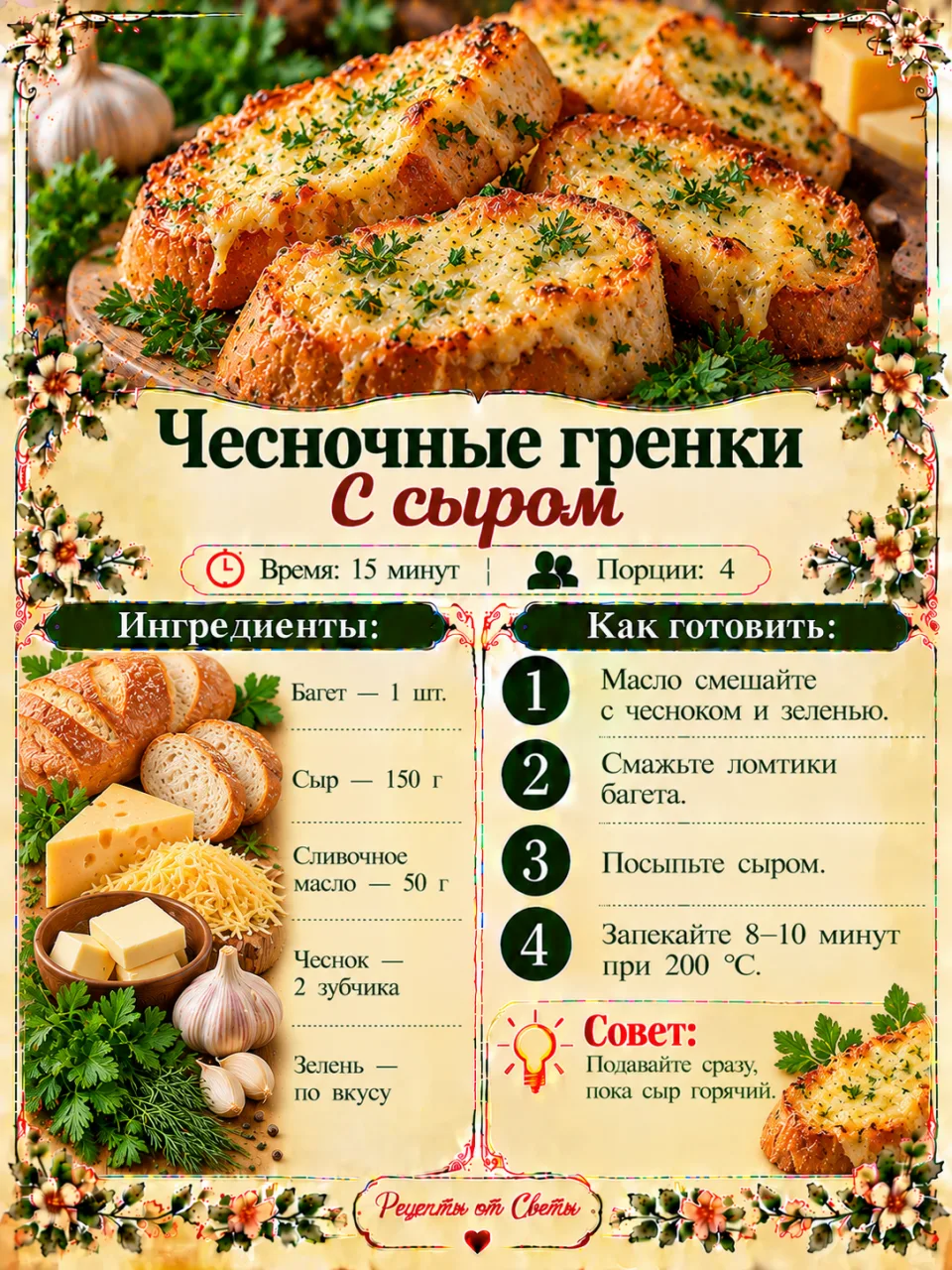 🥖 Чесночные гренки с сыром