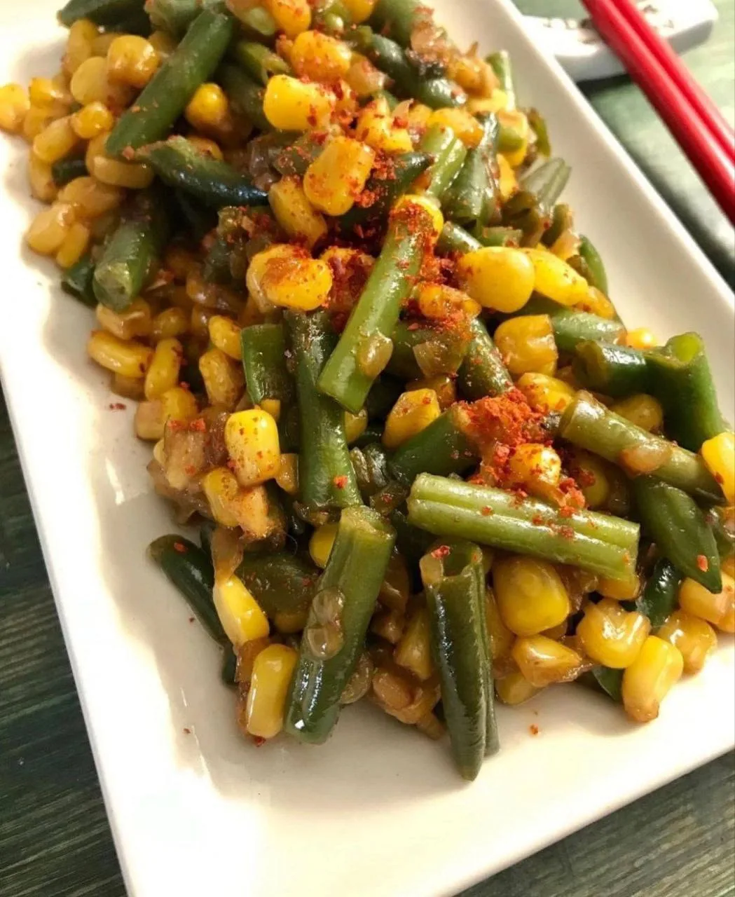 ✅Стручковая фасоль с жареной кукурузой 🔥