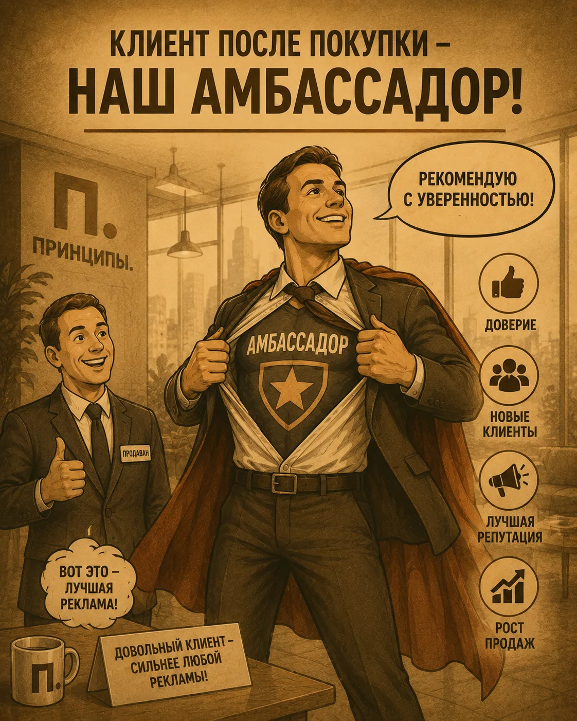 П. Как превратить Клиента в амбассадора бренда

Я порой так улыбаюсь, что генерит ИИ-шка на мои запр
