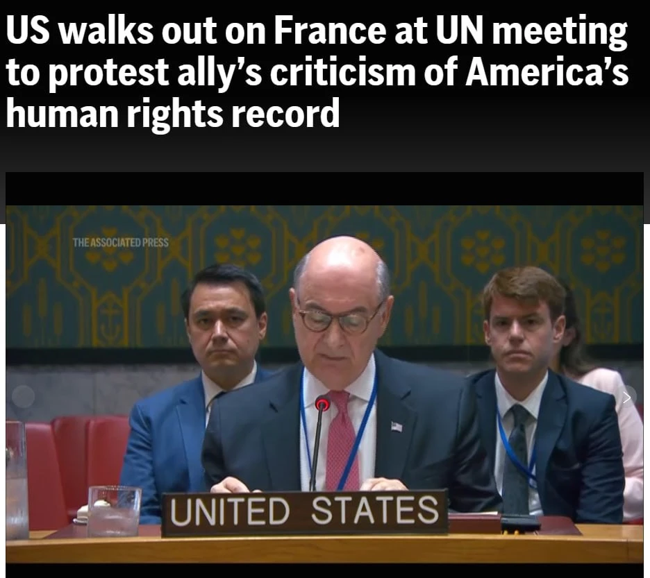 ⚡️Делегация США демонстративно покинула заседание Совбеза ООН во время выступления Франции, — Associ