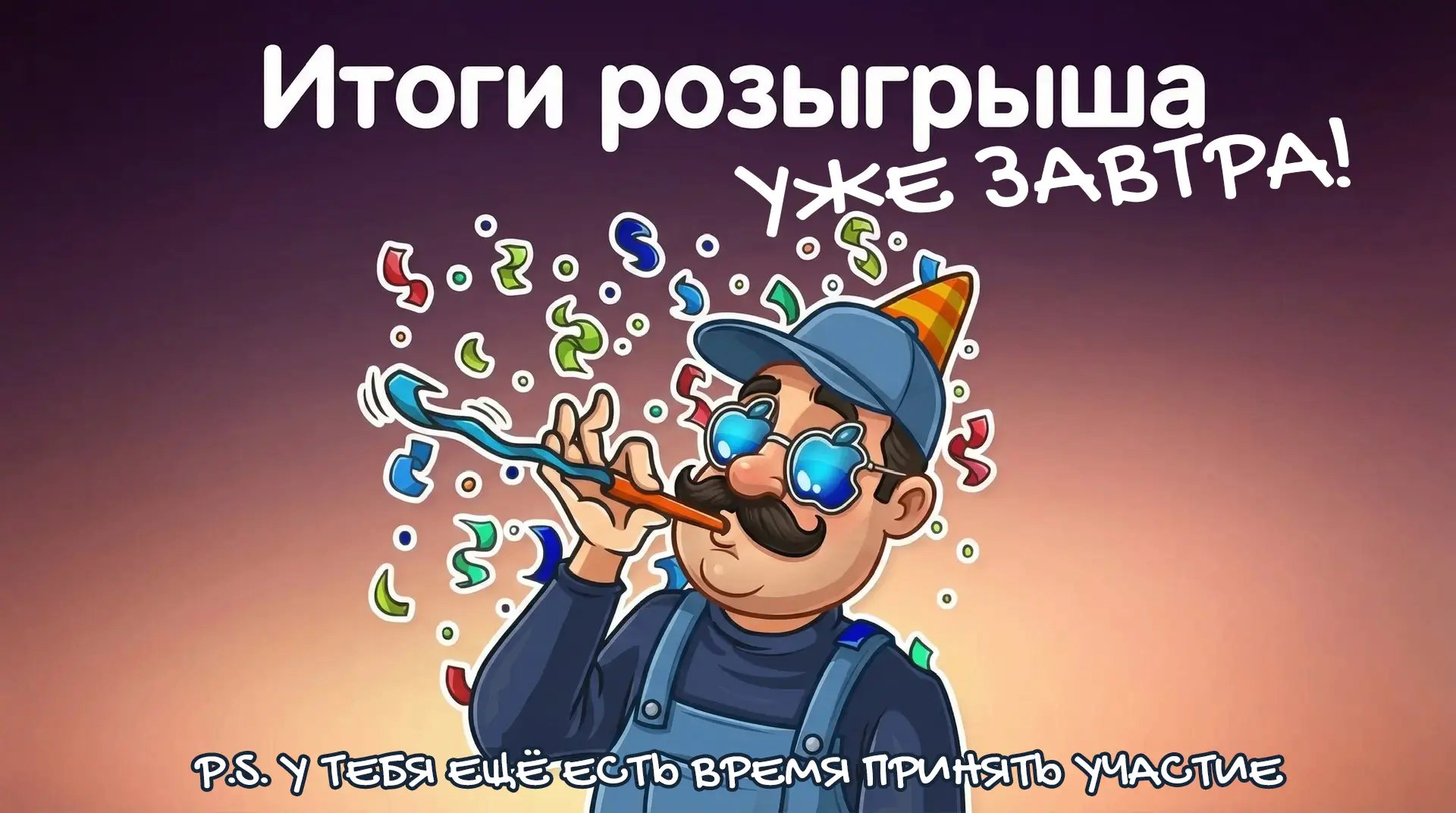 Друзья, время летит! Уже завтра мы объявим победителей нашего текущего розыгрыша! 😎