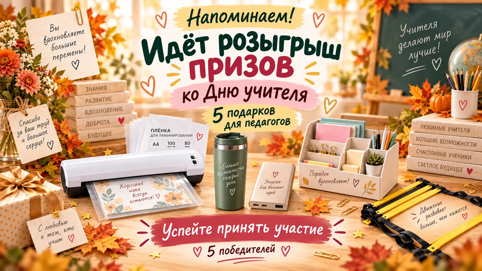 Напоминаю: у нас идёт розыгрыш подарков ко Дню учителя! 🎁