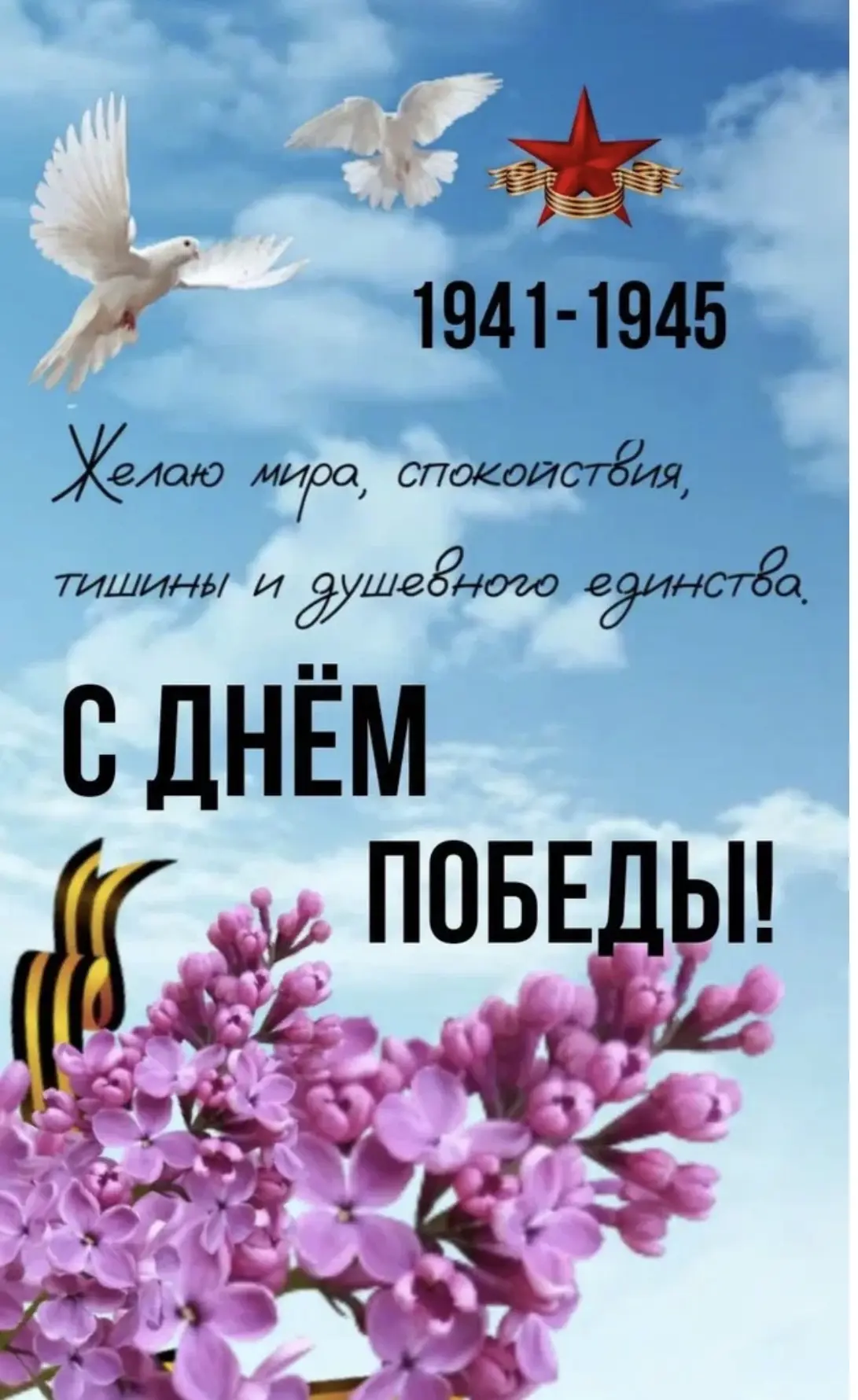 С Днём Победы! Мира, добра и благополучия вашему дому. Пусть мужество и героизм предков...