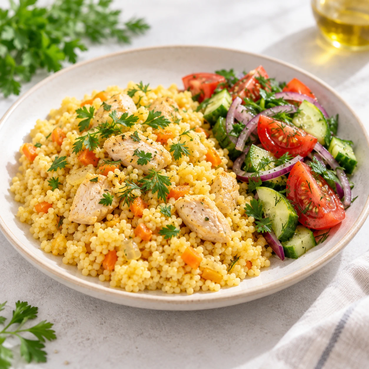 🍛 Пшено с куриным филе и овощным салатом