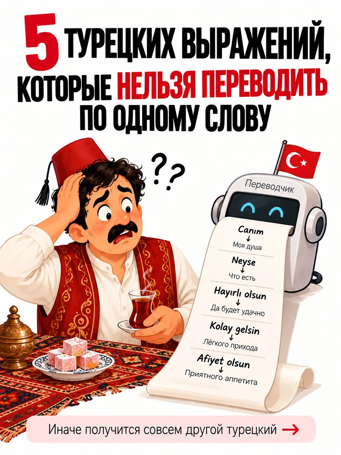 5 ТУРЕЦКИХ ВЫРАЖЕНИЙ, КОТОРЫЕ НЕЛЬЗЯ ПЕРЕВОДИТЬ ПО ОДНОМУ СЛОВУ