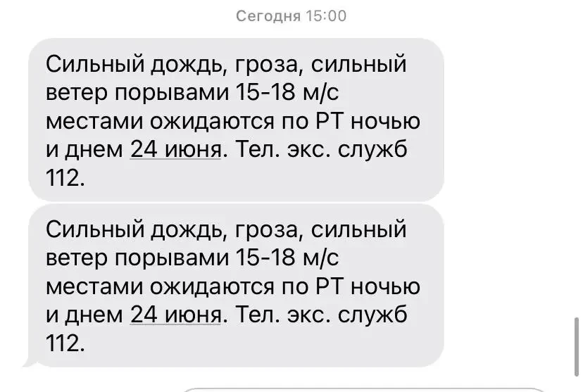 Тем временем в МЧС дважды за минуту предупредили об ухудшении погодных условий