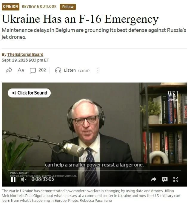 ‼️🇺🇦✈️ Более половины украинских F-16 небоеспособны, скоро такими могут стать все, — WSJ