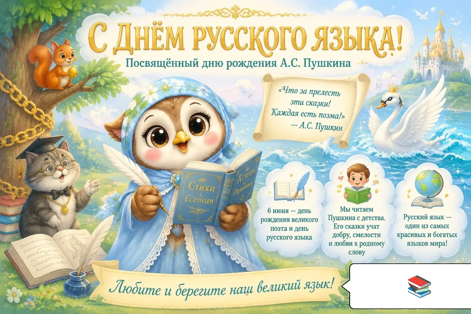 ✨ С Днём русского языка! Вместе с Пушкиным — с детства

Дорогие родители и все подписчики! 

6 июня 