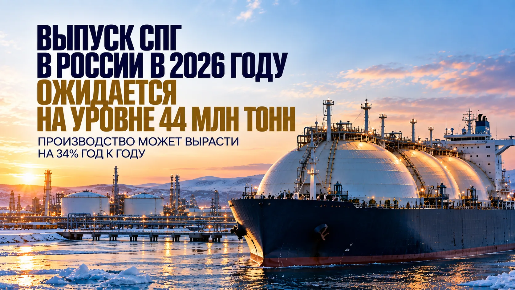 Выпуск СПГ в России в 2026 году ожидается на уровне 44 млн тонн