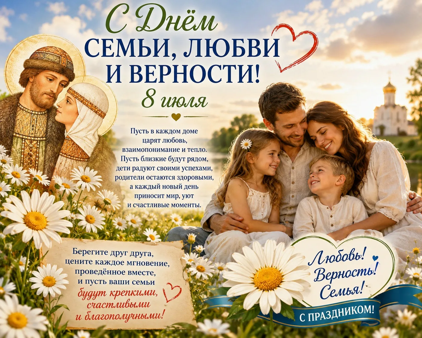 С Днём семьи, любви и верности! ❤ 
 
8 июля в России отмечается особенный праздник — День семьи, люб