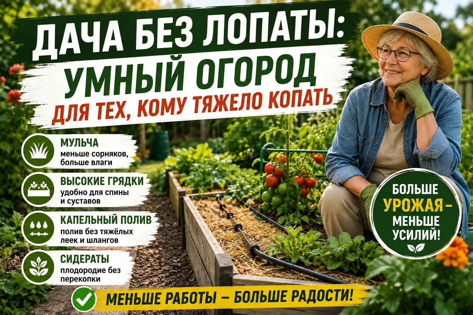 🌱 Лопату можно убрать! Сохранить огород и не надорвать спину помогут простые приёмы.