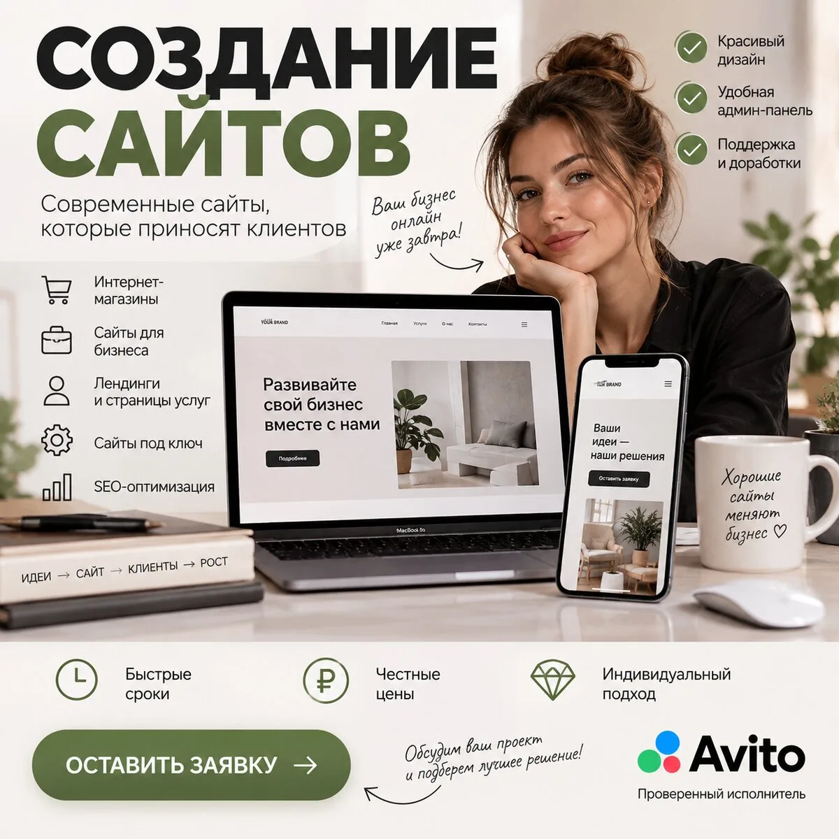 Полноценный продающий многостраничный сайт за 15 000 р
