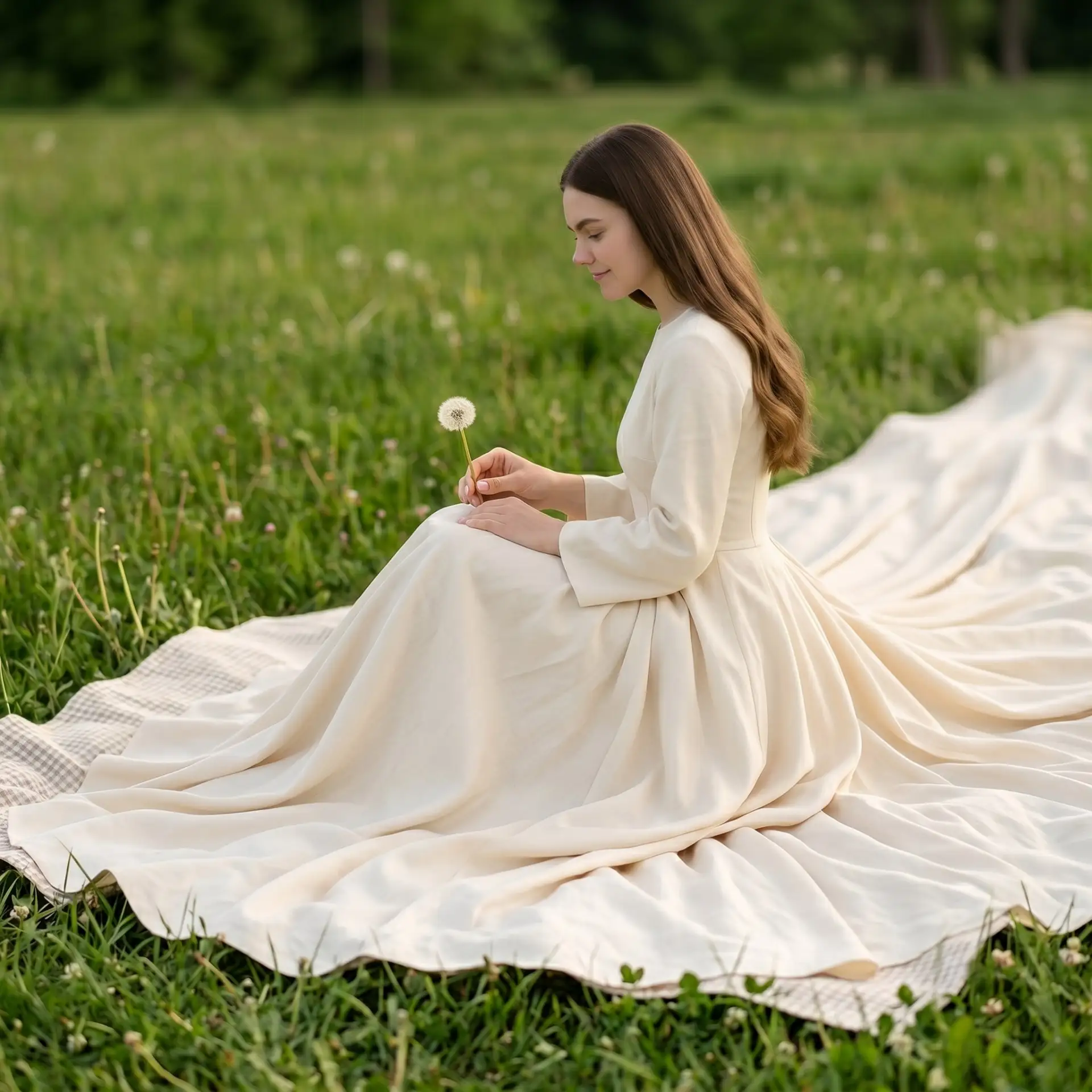 Летний портрет на пледе 🌸  Получаем очень нежный кадр, где хочется рассматривать платье, волосы и да