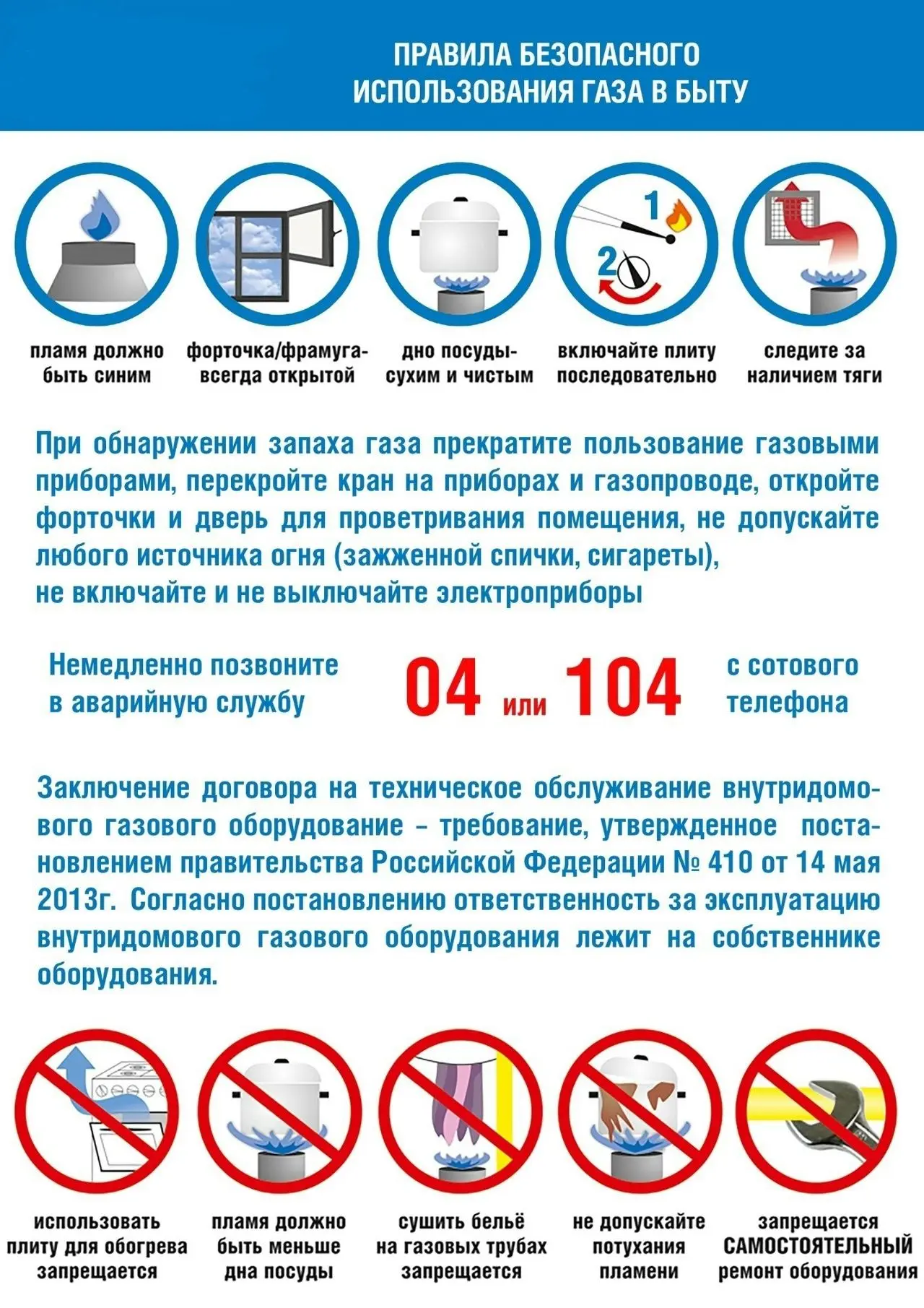 Правила безопасного использования газа в быту