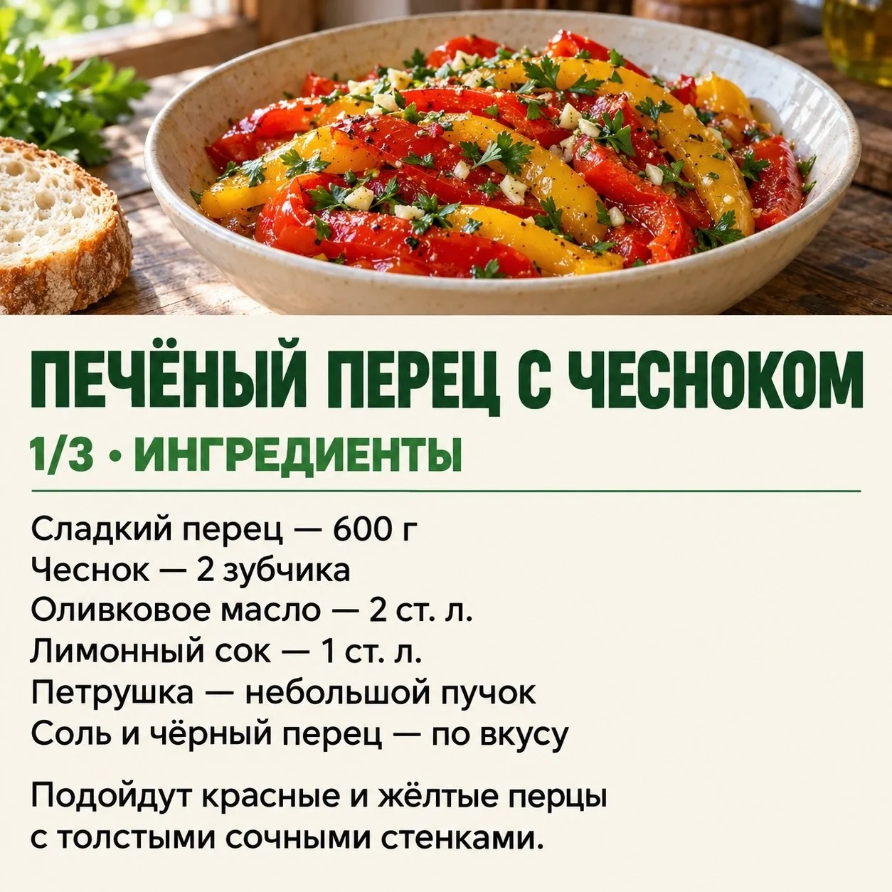 🫑 Печёный перец с чесноком — закуска за 15 минут