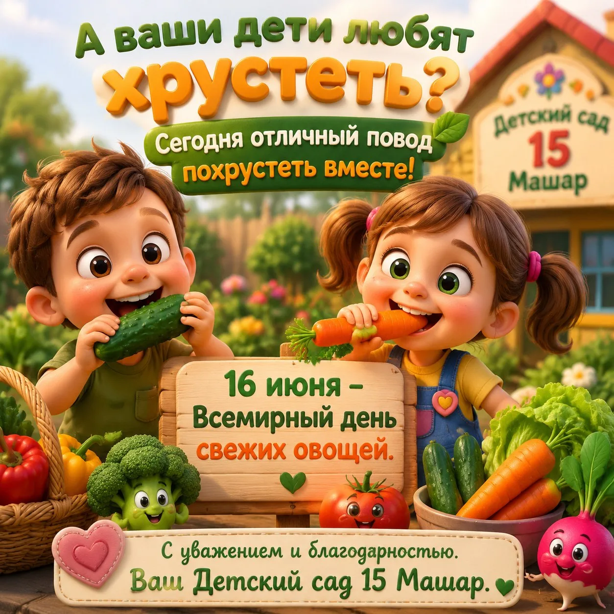 Польза в каждом кусочке! 🥗

Сегодня, 16 июня, отмечается День свежих овощей. Отличный повод добавит