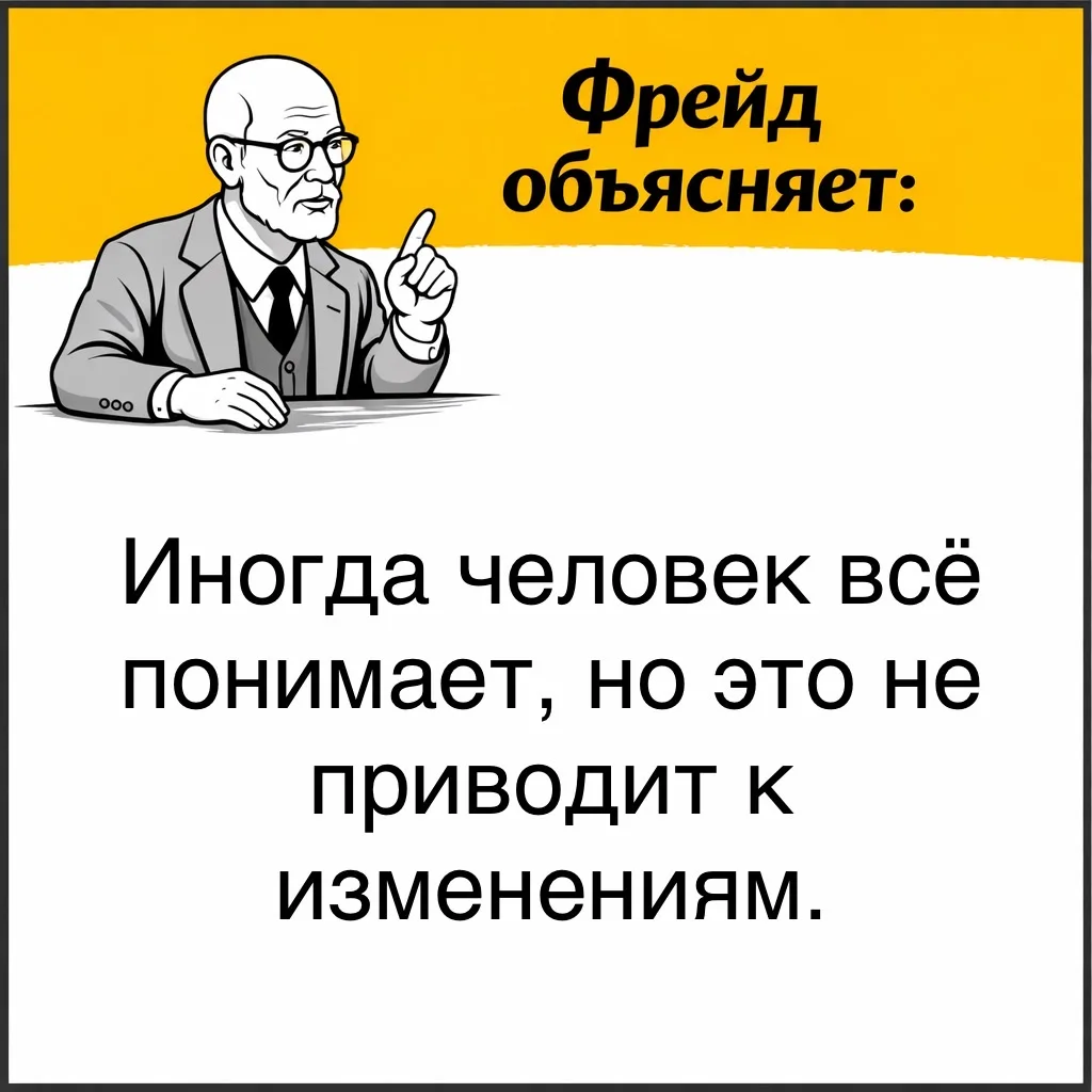 С точки зрения Фрейда, возможна ситуация, когда человек интеллектуально осознаёт свои внутренние мех
