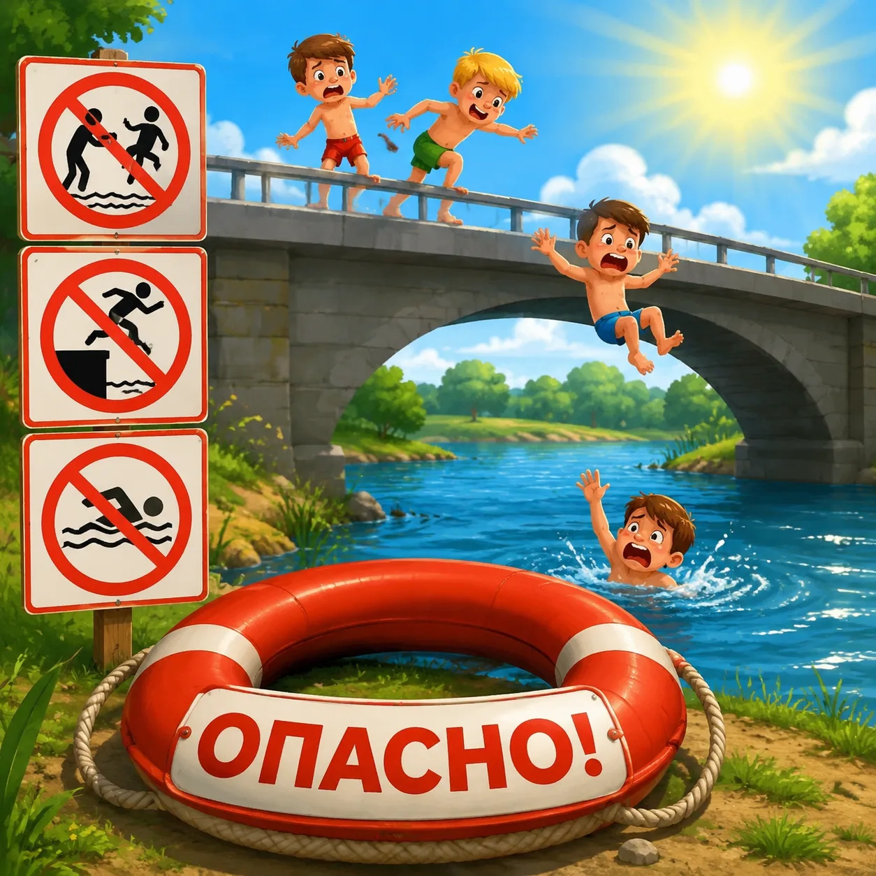 ⚠️ Опасные игры на воде могут привести к трагедии!

Во время отдыха на водоёмах запрещается:
❌ Толка