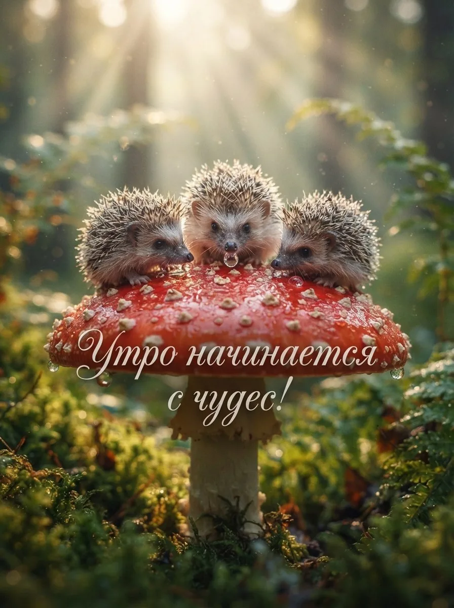Утро начинается с чудес — с солнечных лучей, пробивающихся сквозь листву, и с трёх мале...