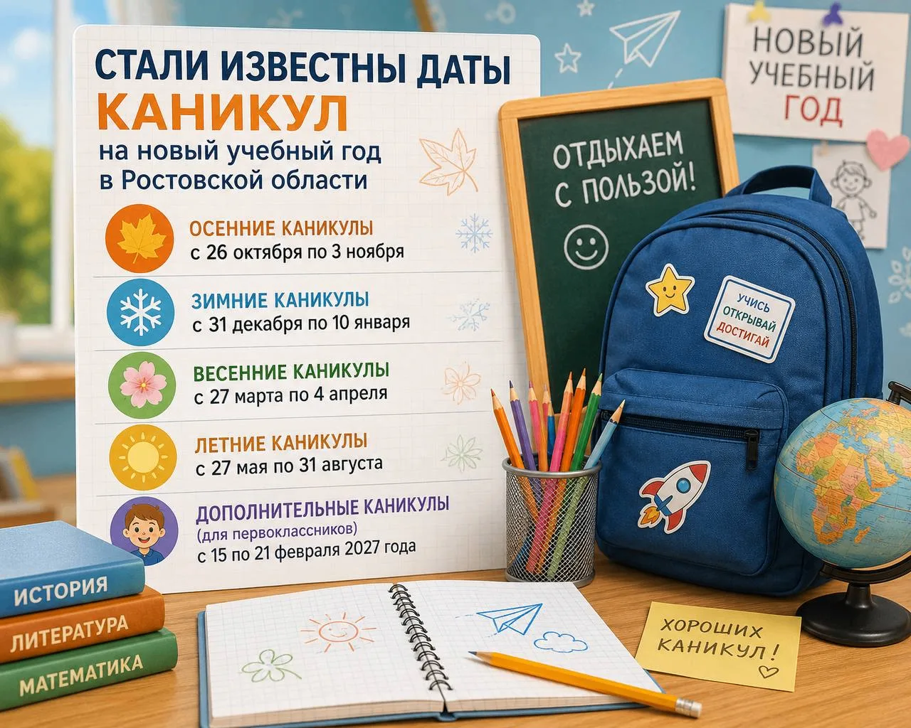 Стали известны даты каникул на новый учебный год в Ростовской области

Минпросвещения разослало реги