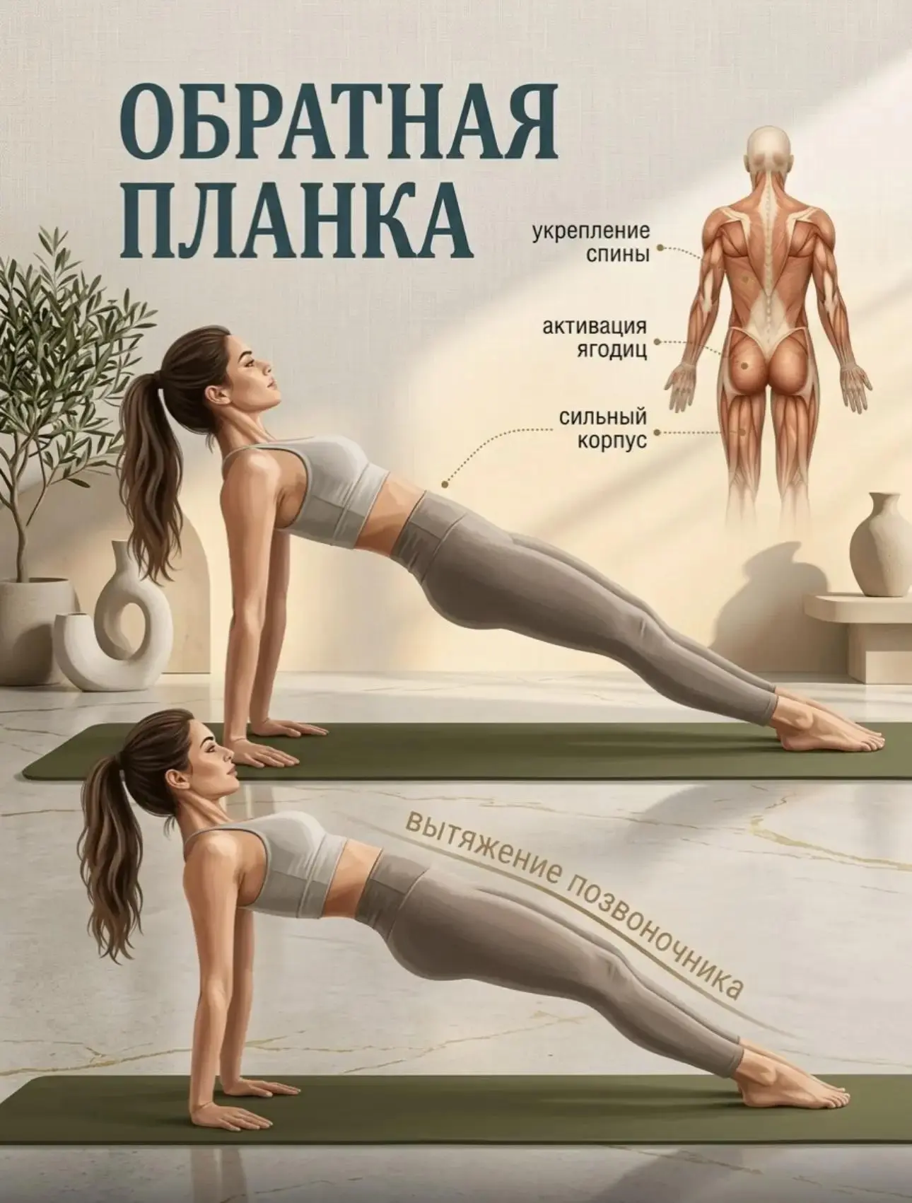 Обратная планка: компактный ключ к силе и стройной осанке 🌟

Это упражнение выглядит лаконично, но 