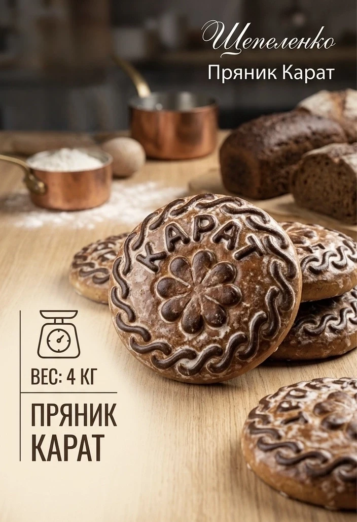 Карат-Рим Пряник Карат
— розница — 286 ₽/кг
— мелкий опт (упаковка 4 кг) — 263 ₽/кг