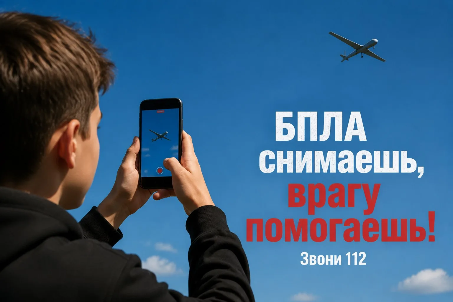 🚨 Алгоритм действий: увидел беспилотник — 
📞звони 112!

⚠️Напоминаем: опасность атаки БПЛА на терр